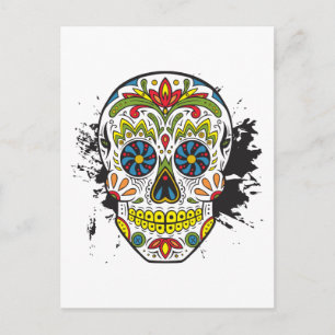 Carte Postale Crâne à sucre, crâne de tatouage, crâne mexicain