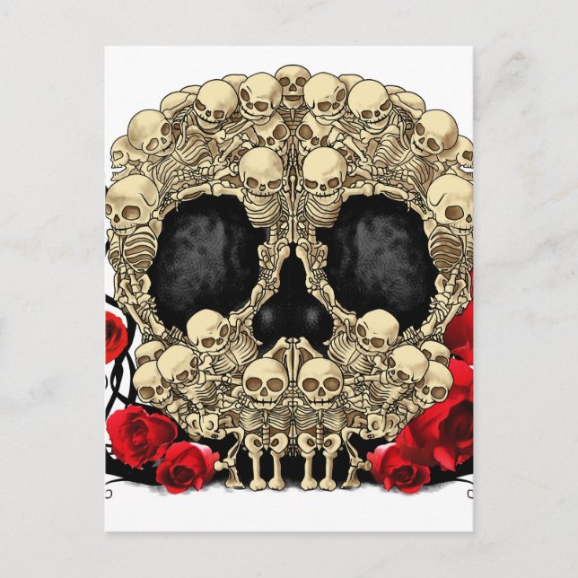 Carte Postale Crâne à sucre - Design de tatouage (Devant)