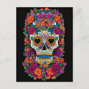 Carte Postale Crâne à sucre - Flamme mexicaine
