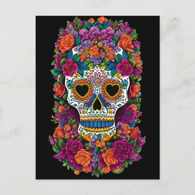 Carte Postale Crâne à sucre - Flamme mexicaine (Devant)