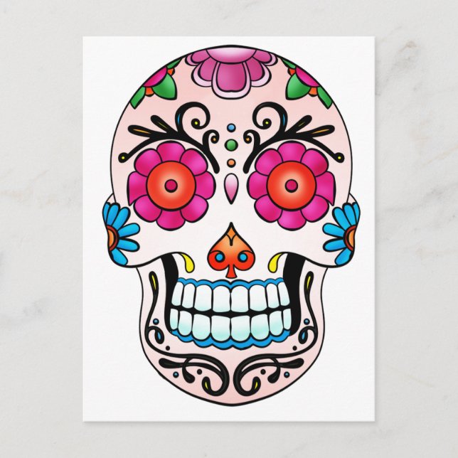 Carte Postale Crâne à sucre - Jour des Morts, Tatouage, Mexique (Devant)