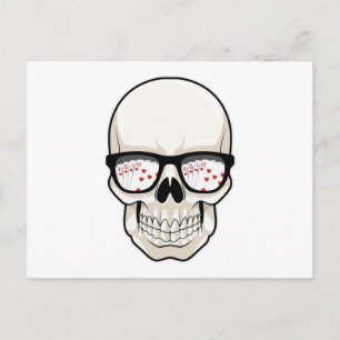 Carte Postale Crâne au poker avec des lunettes de soleil