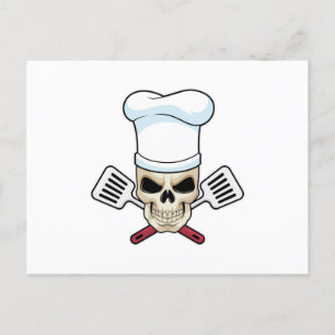 Carte Postale Crâne comme cuire avec casquette de Cuisine