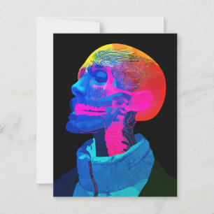 Carte Postale Crâne Cyber – Art d'anatomie futuriste