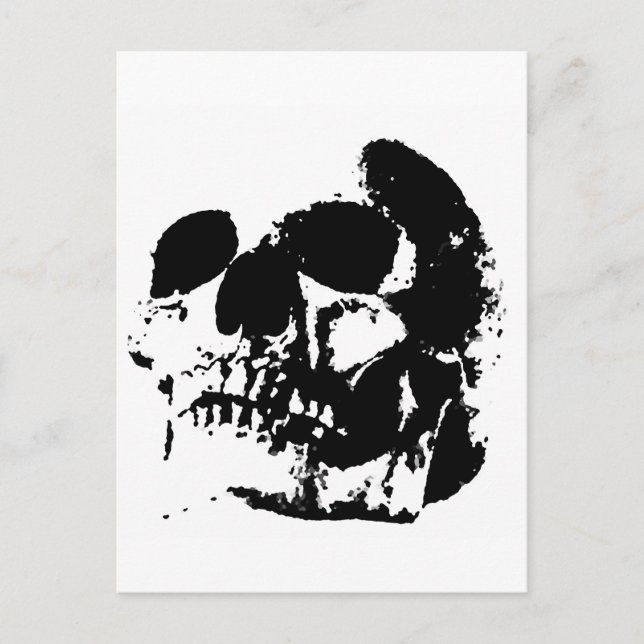 Carte Postale Crâne d'art pop noir et blanc (Devant)