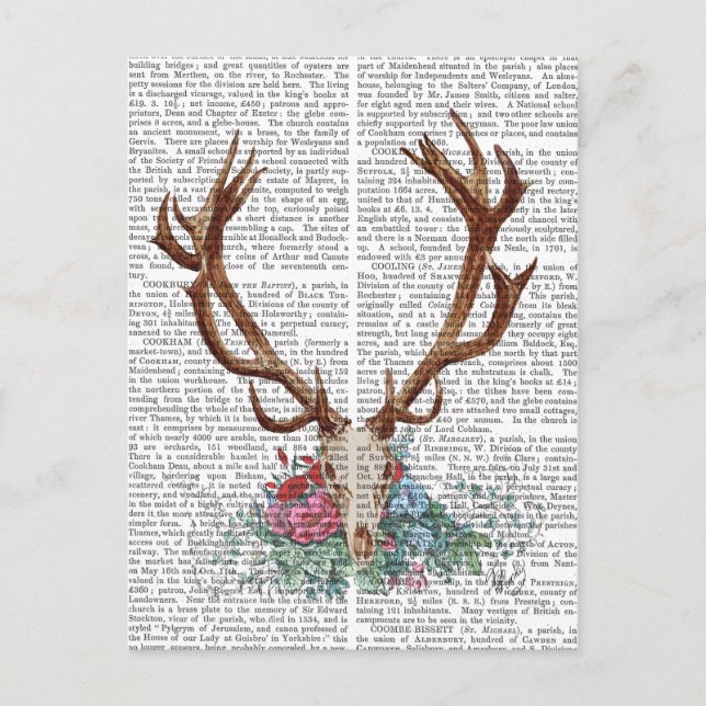 Carte Postale Crâne de cerf avec fleurs 2 (Devant)