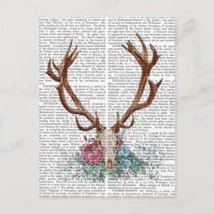 Carte Postale Crâne de cerf avec fleurs 2