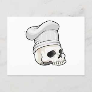 Carte Postale Crâne de cuisinier avec toque de chef