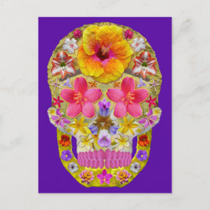 Carte Postale Crâne de fleurs 4 - Tropical