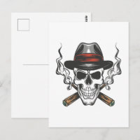 Crâne de gangster avec chapeau fedora
