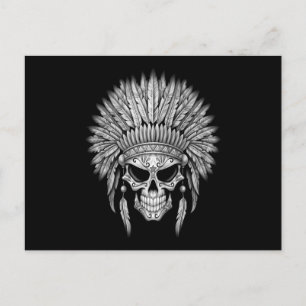 Carte Postale Crâne de sucre autochtone foncé avec coiffure