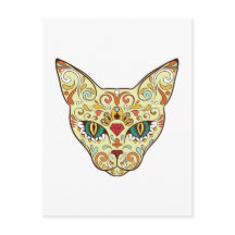 Crâne de Sucre Chat - Conception de Tatouage