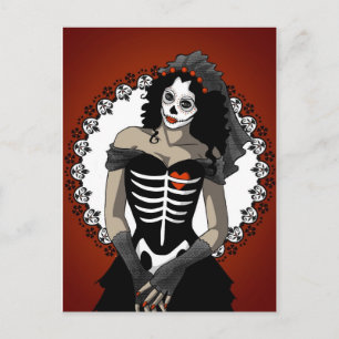 Carte Postale Crâne de sucre - Mariée morte