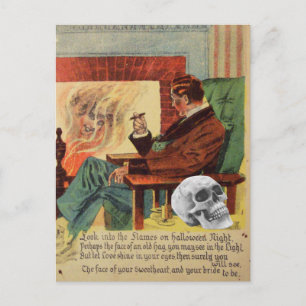 Carte Postale Crâne de Trophée Esprit Fantôme Cheminée