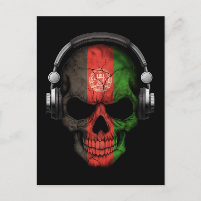 Carte Postale Crâne Dj afghan personnalisable avec casque (Devant)