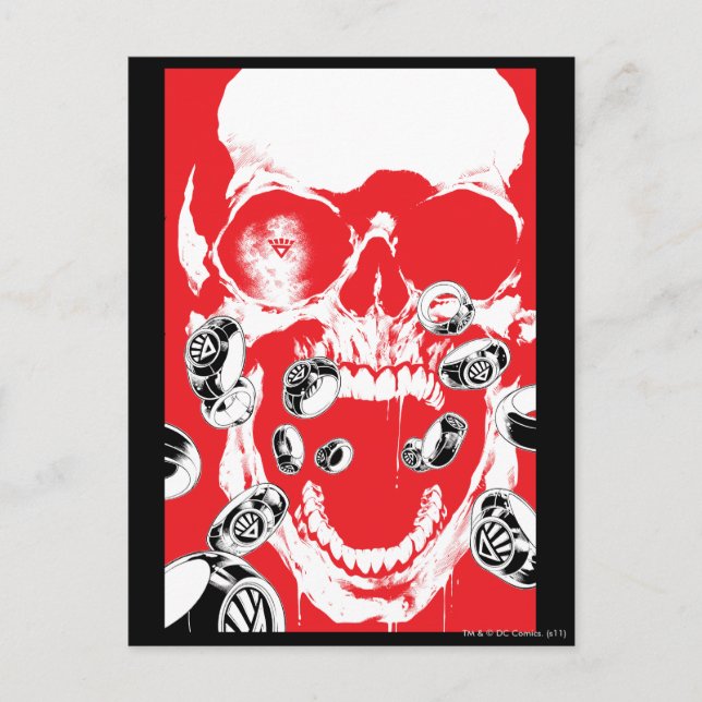 Carte Postale Crâne et Anneaux - Rouge (Devant)