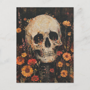 Carte postale Crâne et fleurs