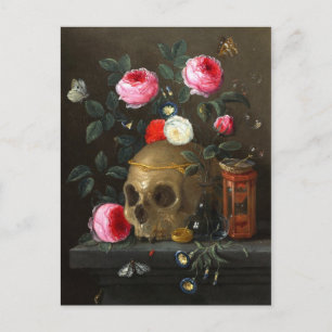 Carte Postale Crâne et Rose