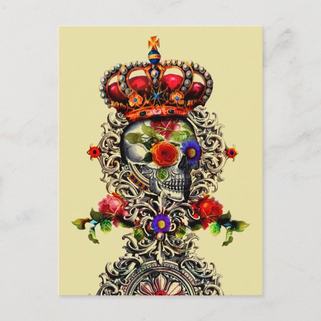 Carte Postale Crâne floral couronné (Devant)