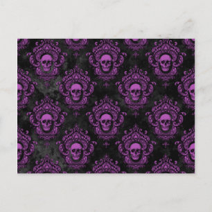 Carte Postale Crâne pourpre et gris gothique