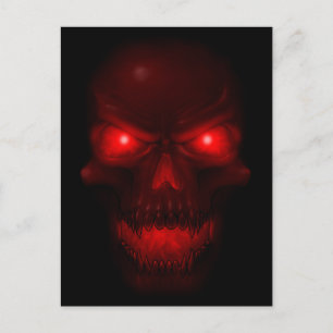 Carte Postale Crâne rougeoyant rouge