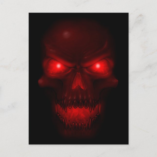 Carte Postale Crâne rougeoyant rouge (Devant)