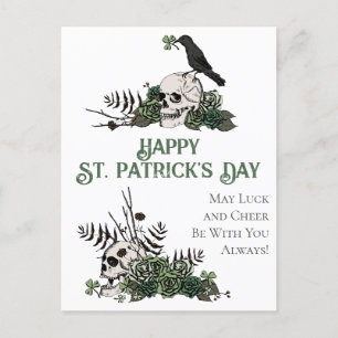 Carte Postale Crânes florales vertes irlandaises Bonne Saint Pat