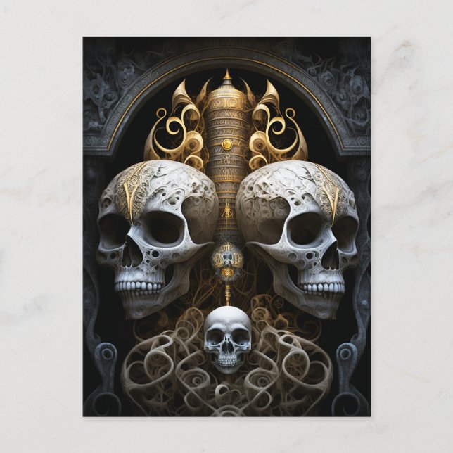 Carte Postale Crânes Horreur gothique Goth Art surréel (Devant)