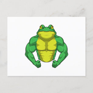 Carte Postale Crapaud culturiste avec de gros muscles