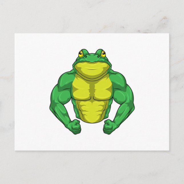 Carte Postale Crapaud culturiste avec de gros muscles (Devant)