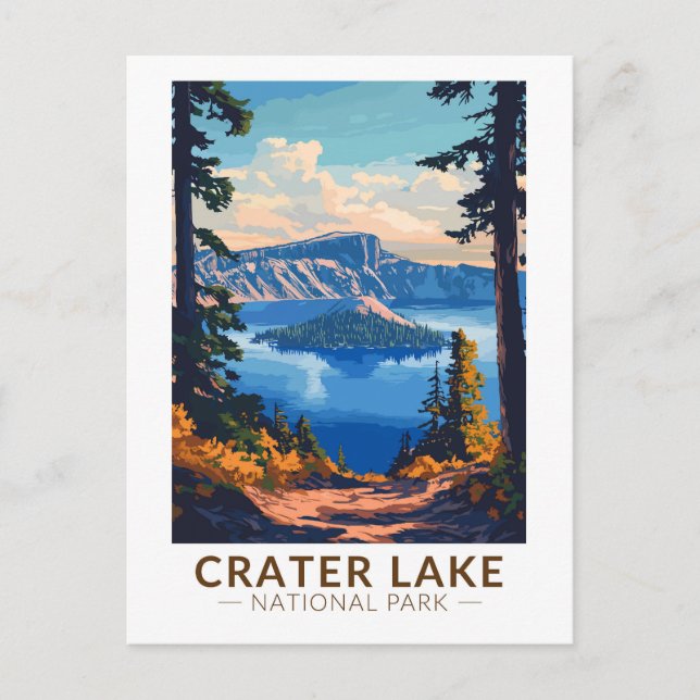 Carte Postale Crater Lake National Park Travel Art Vintage (Devant)