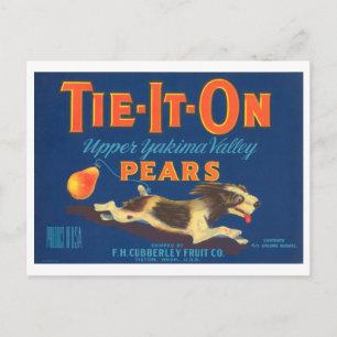 Carte Postale Cravate sur poires Vintage Fruit Crate Étiquette
