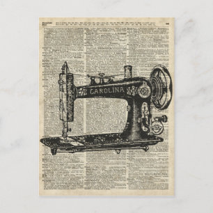 Carte Postale Crayon de machine à coudre vintage sur l'ancienne 