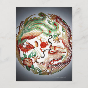 Carte Postale Crayon Dragon et Phoenix