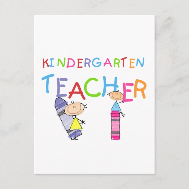 Carte Postale Crayon Kindergarten Teacher Tshirts and Gifts (Devant)