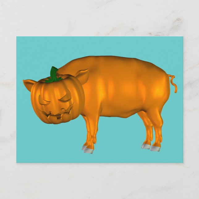 Carte Postale Crazy Halloween Cochon (Devant)