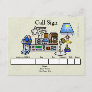 Carte Postale Crazy Ham Radio Rig avec Hula Girl Lamp QSL Card