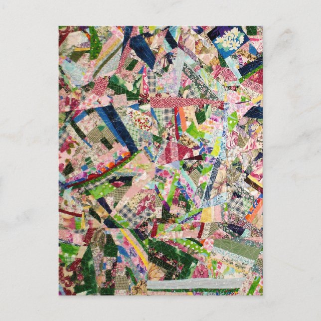 Carte Postale Crazy Quilt dans les couleurs du printemps (Devant)