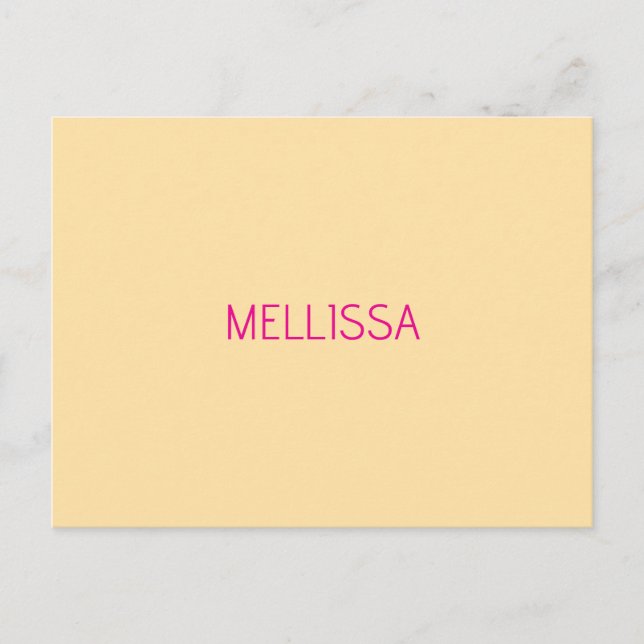Carte Postale Cream minimalist custom name  (Devant)
