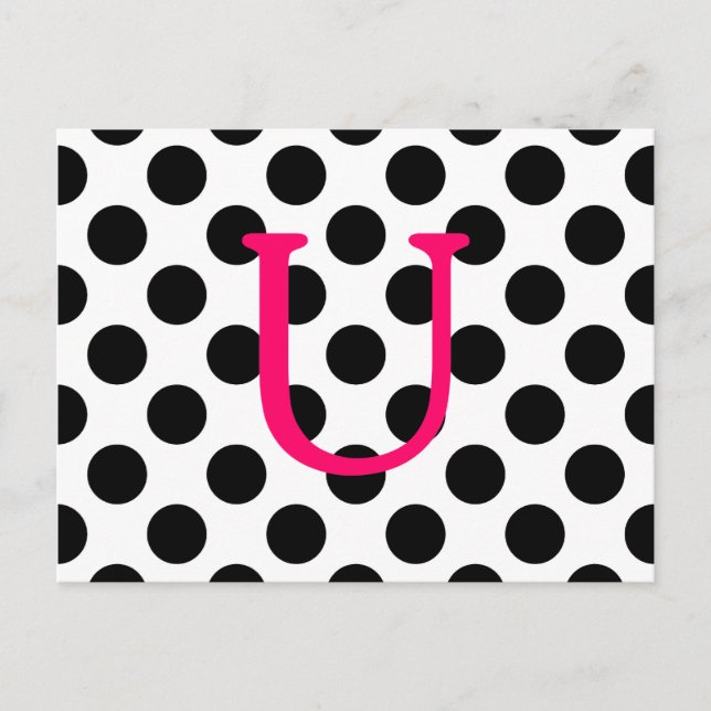 Carte Postale Create Your Own Black Polka Dot Hot Pink (Devant)