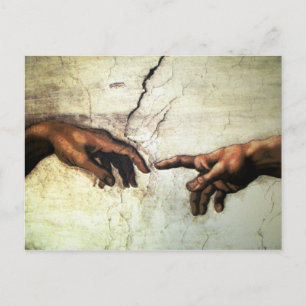 Carte Postale Création d'Adam - mains Michaël Angelo 1475 - 1564