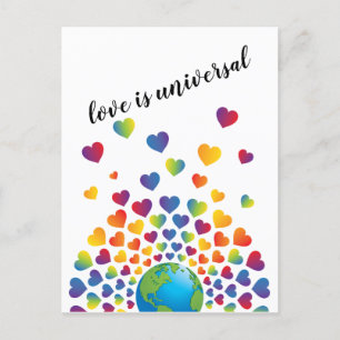 Carte Postale Création de cœur arc-en-ciel coloré minimaliste él
