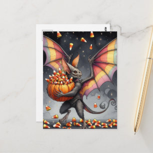 Carte Postale Créature d'Halloween avec des bonbons