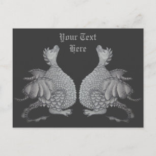 Carte Postale créature mythique petit dragon gris mignon