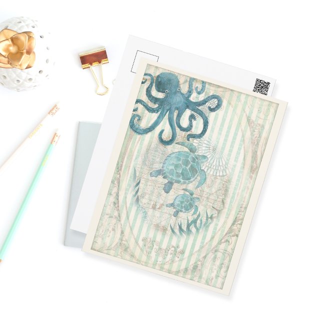 Carte Postale Créatures marines nautiques vintages (Créateur téléchargé)