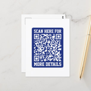 Carte Postale Créer un code QR scannable   Bleu marine (modifiab