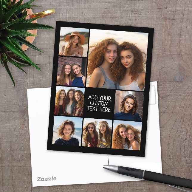 Carte Postale Créer un collage photo personnalisé avec 8 photos (8 Photo personalized postcard)