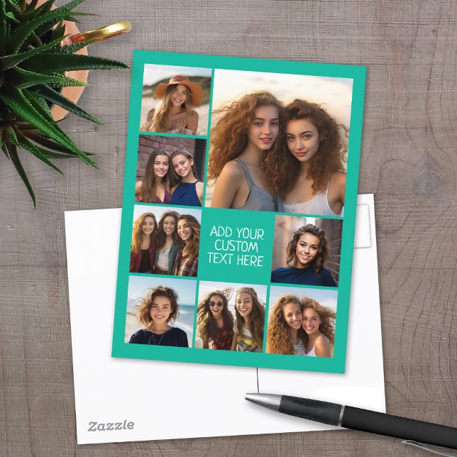 Carte Postale Créer un collage photo personnalisé avec 8 photos (8 Photo personalized postcard)
