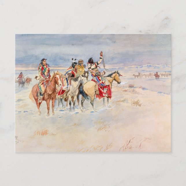 Carte Postale Crees Meeting Traders, 1896 by Charles Marion Russ (Devant)