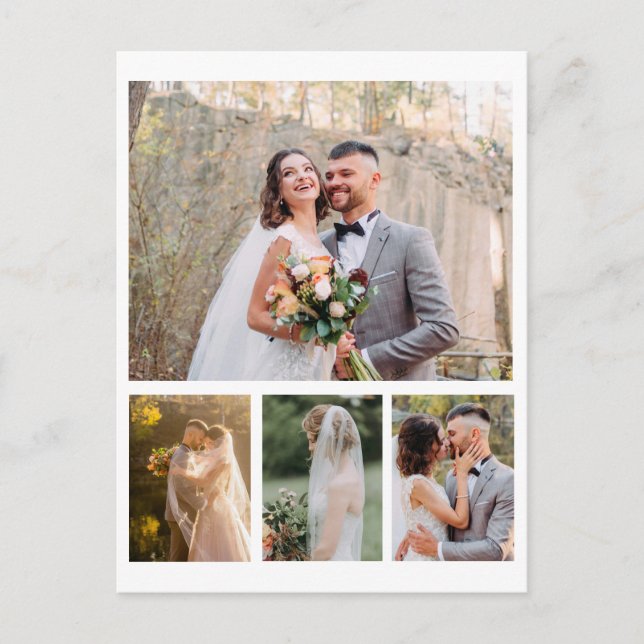 Carte Postale Créez Votre Propre Collage De Mariage De 4 Photos (Devant)